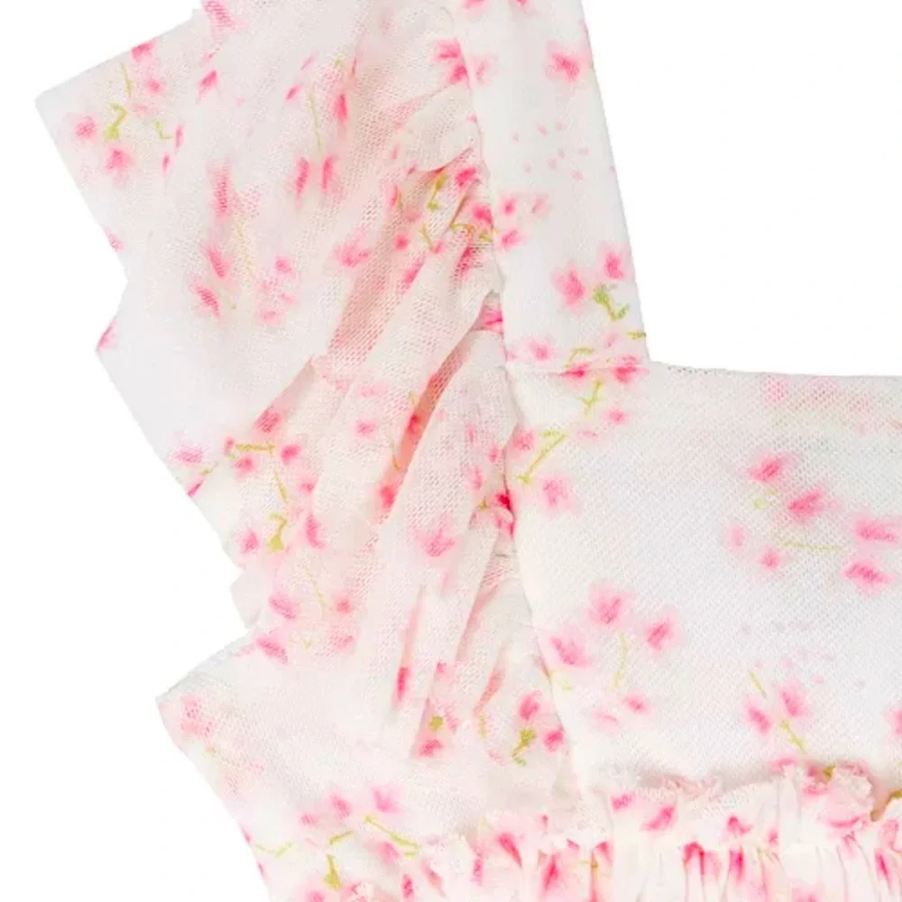 Brand New Baby Girl Floral Flutter Sleeve Dress with Diaper Cover Size 18M, NWT - Picture 2 of 3